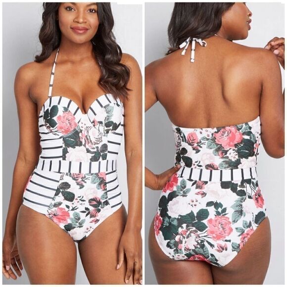 NEW ModCloth The Harper One-Piece Swimsuit Medium - Picture 1 of 7